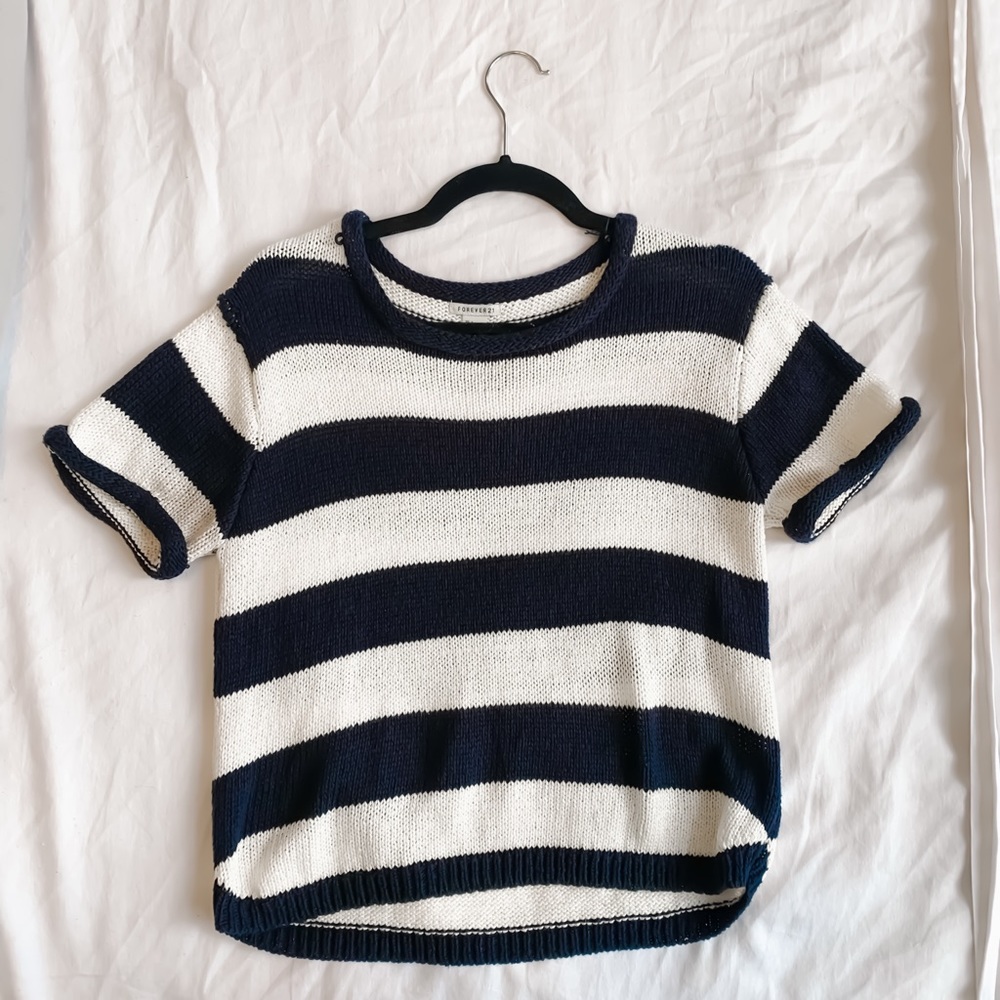 Navy & Blue Striped Knit T-Shirt